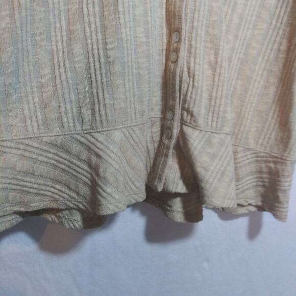 Soft Surroundings Oatmeal Knit Button-Up Tunic Top Stretchy Casual Coastal Sz M - Picture 6 of 8